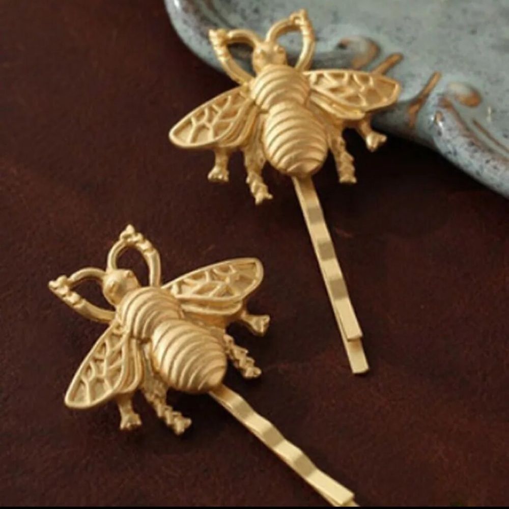 Free People Beehive Matt Gold Hair 2 Barrettes - Picture 4 of 10